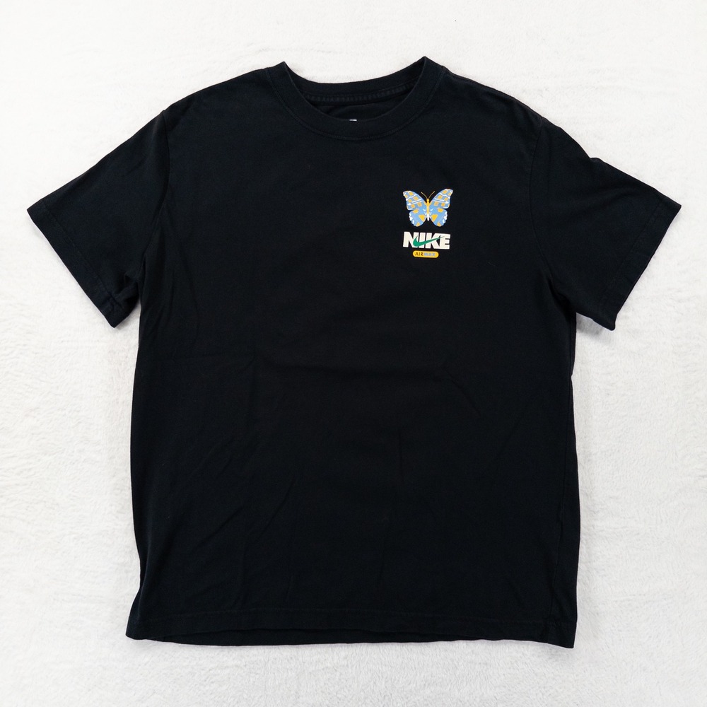 Nike Air Max Butterfly Graphic T-Shirt Girls XL Black Loose Fit Just Do It Tee